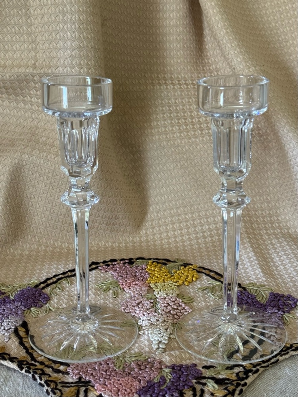 Vintage Rogoska Crystal Candlestick Holders